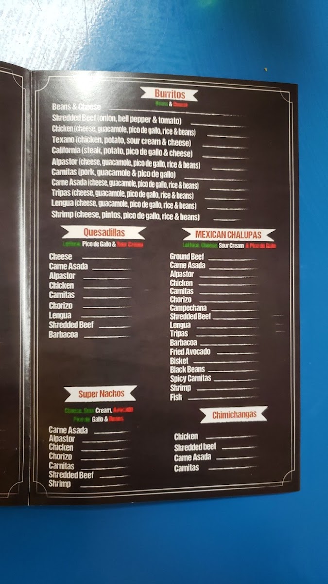 Que Pasa Tacos Menu - Image 4